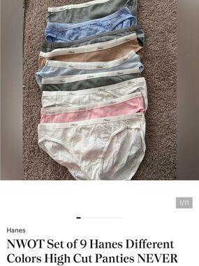 NWOT Set of 9 Hanes Different Colors High Cut Panties NEVER WORN

NWOT

Size S